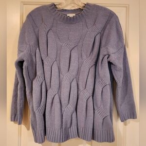 J JILL LARGE CABLE LOOSE FIT SWEATER XSP LAVENDER BLUE - LIKE NEW